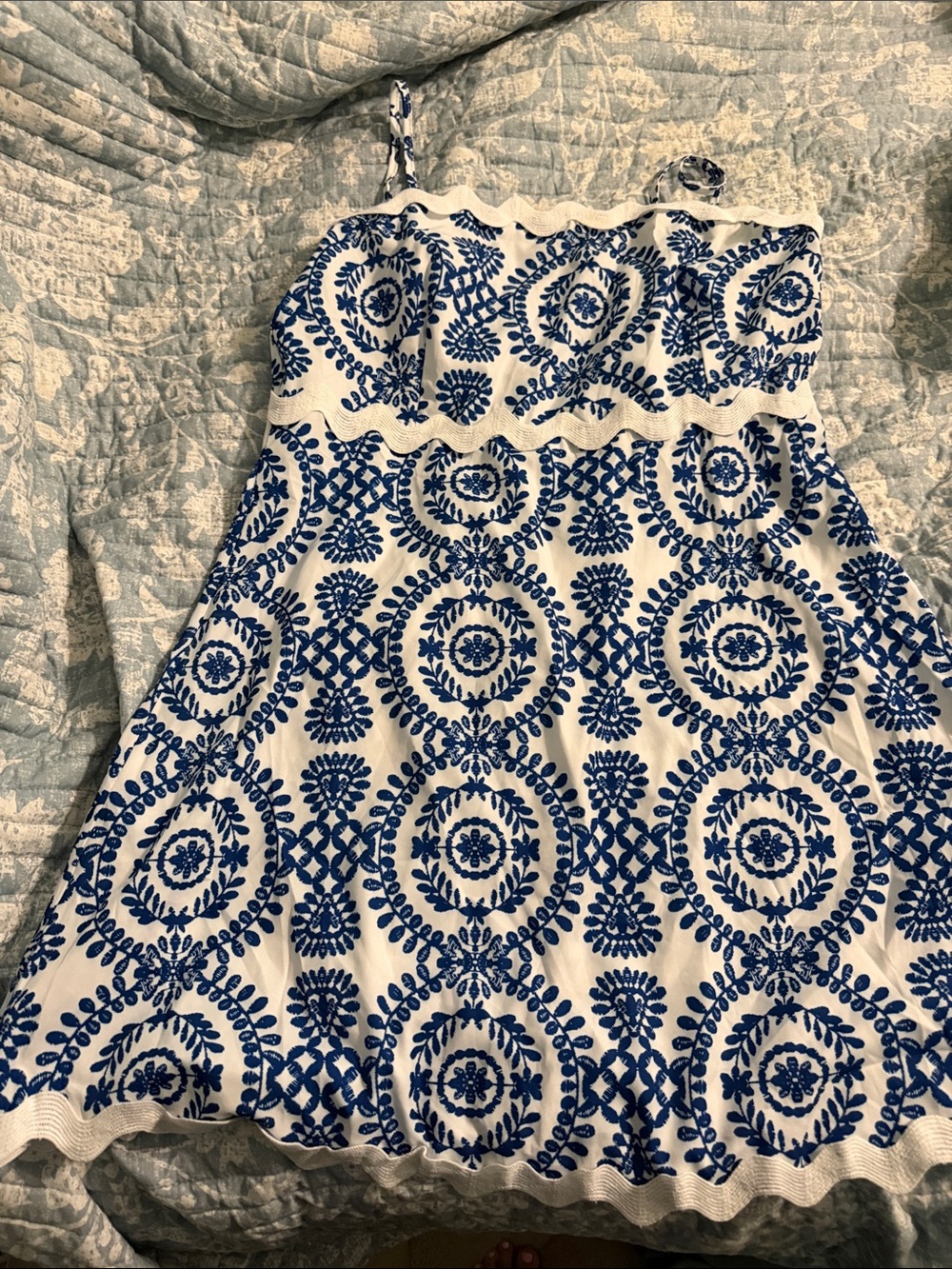 White and Blue Printed Women’s Sundress Skirt